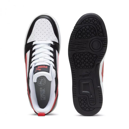 PUMA REBOUND V6 LOW JR WHITE/BLACK/RED